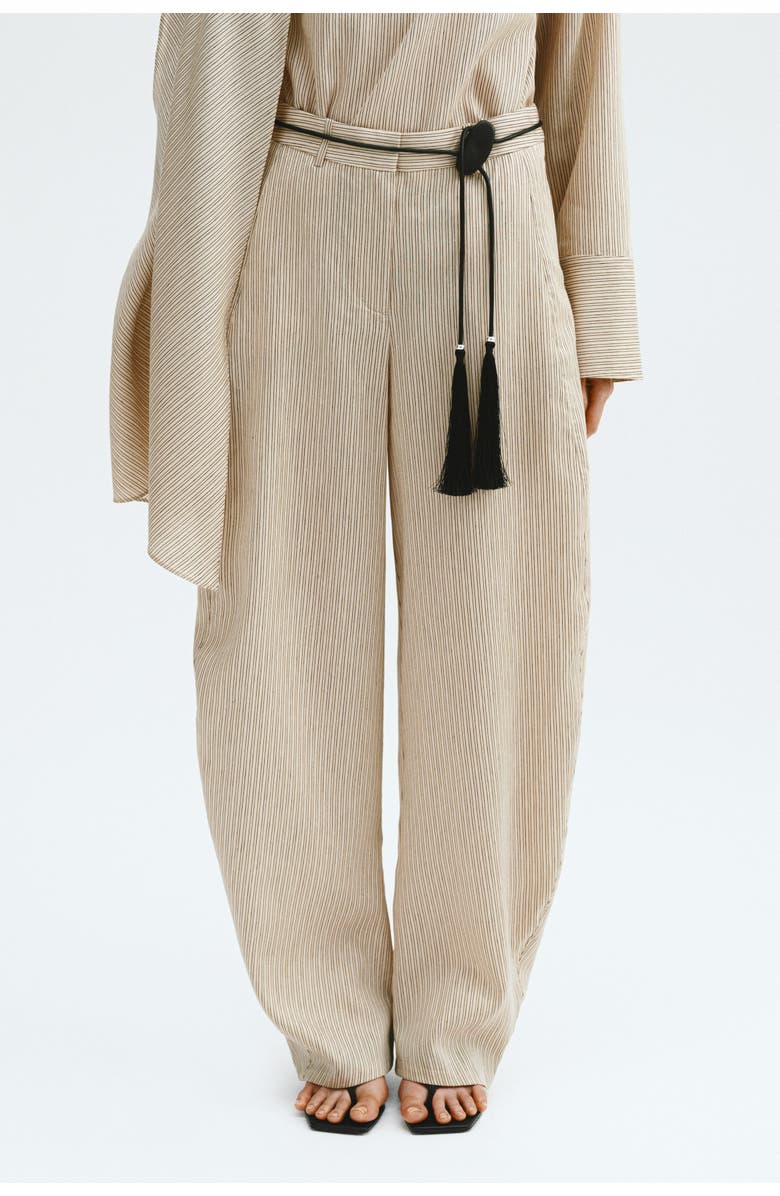 H&M Linen-blend Barrel Trousers, Alternate, color, 