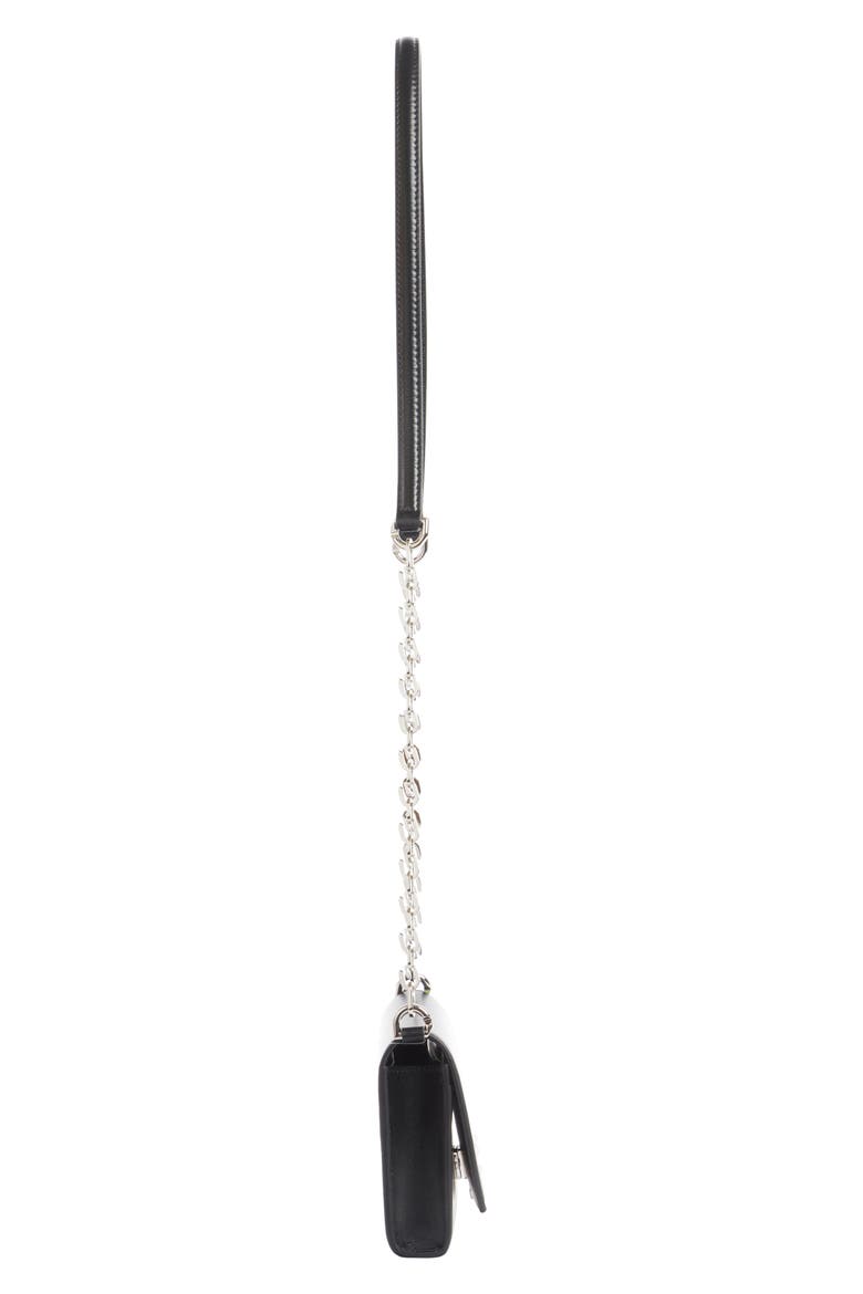4G Calfskin Leather Wallet on a Chain, Alternate, color, BLACK