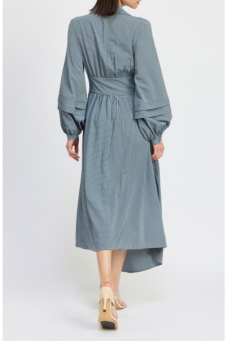 Berenger Stripe Long Sleeve Asymmetric Wrap Shirtdress, Alternate, color, NAVY TONAL