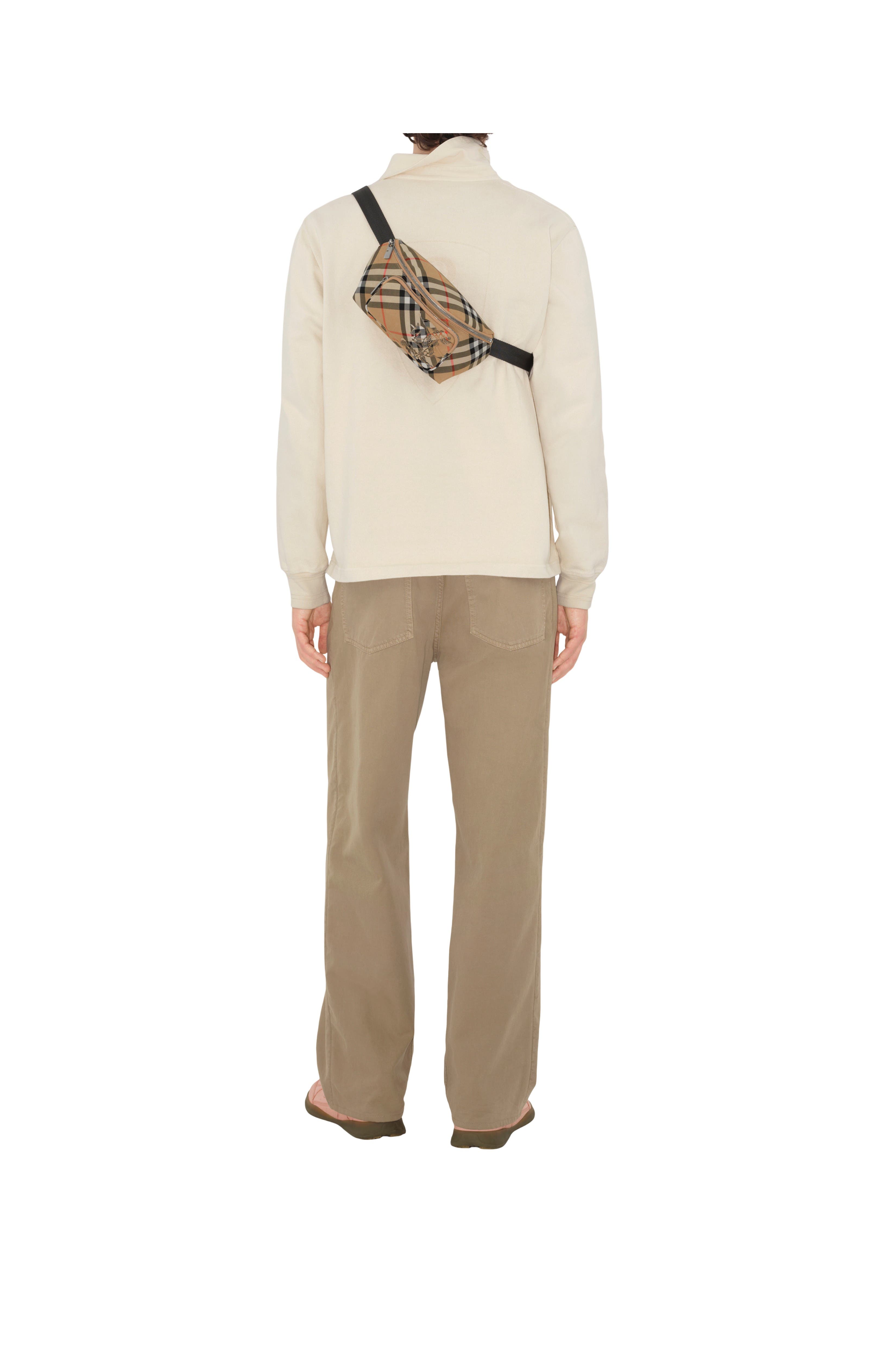 Burberry Small Check Belt Bag, Alternate, color, Sand Beige