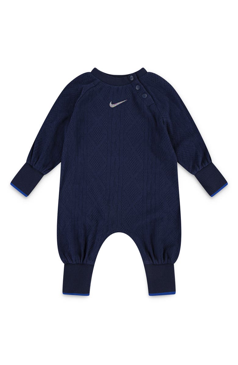 Nike Readyset Cabled Knit Romper, Main, color, Midnight Navy