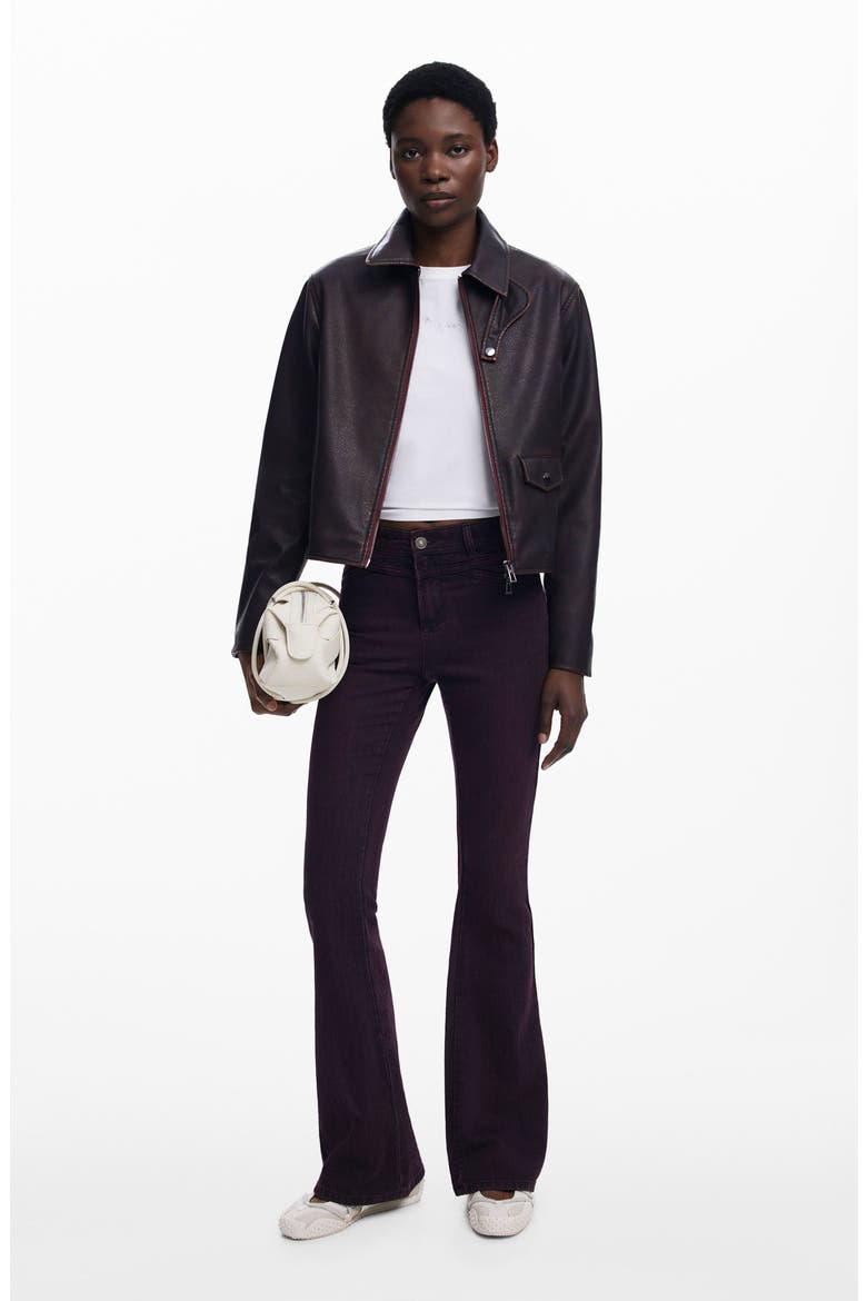 Weathered Faux Leather Jacket, Alternate, color, DARK PURPLE