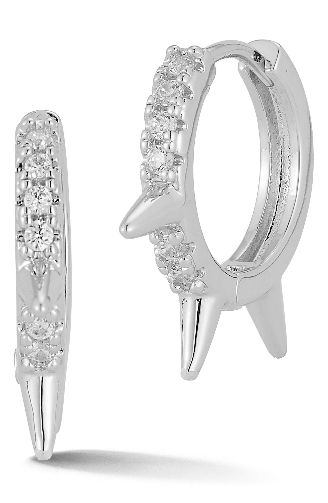 GLAZE JEWELRY Cubic Zirconia Spike Huggie Hoop Earrings