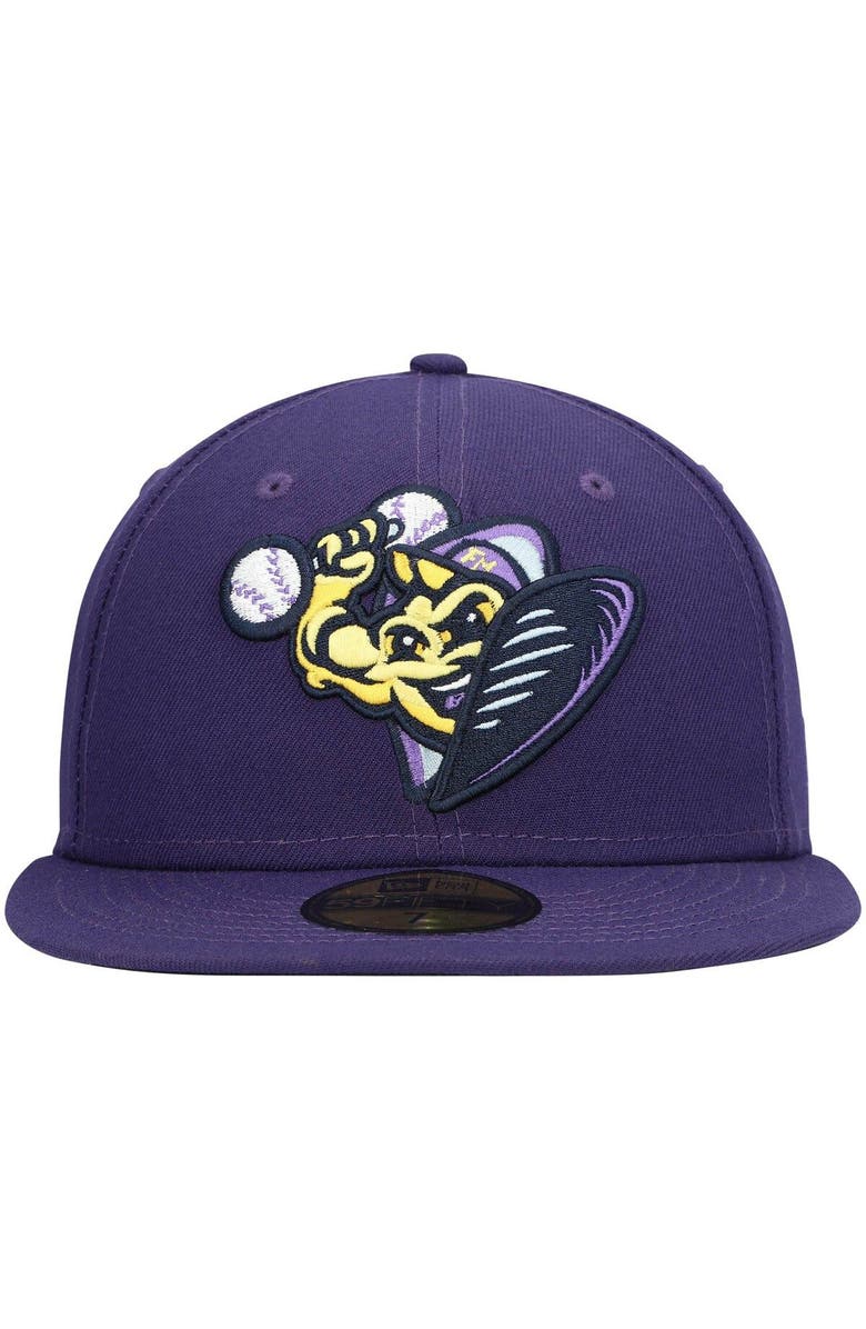 New Era Men's New Era Purple Fort Myers Mighty Mussels Alternate Authentic Collection 59FIFTY Fitted Hat, Alternate, color, 