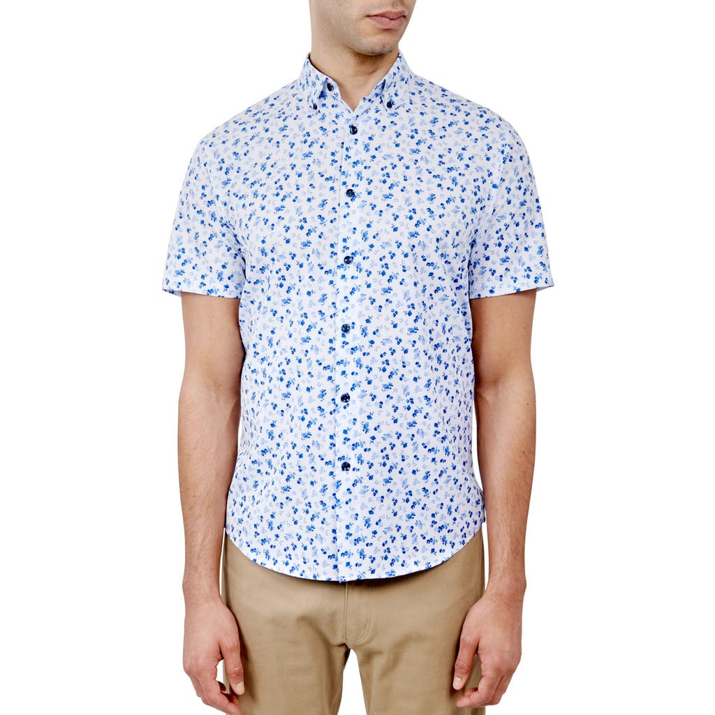 Brooklyn Brigade Blishort Sleeve Falling Floral Short Sleeve Shirt In Blue