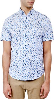 Brooklyn Brigade Slim Fit Falling Floral 4-Way Stretch Performance Short Sleeve Shirt