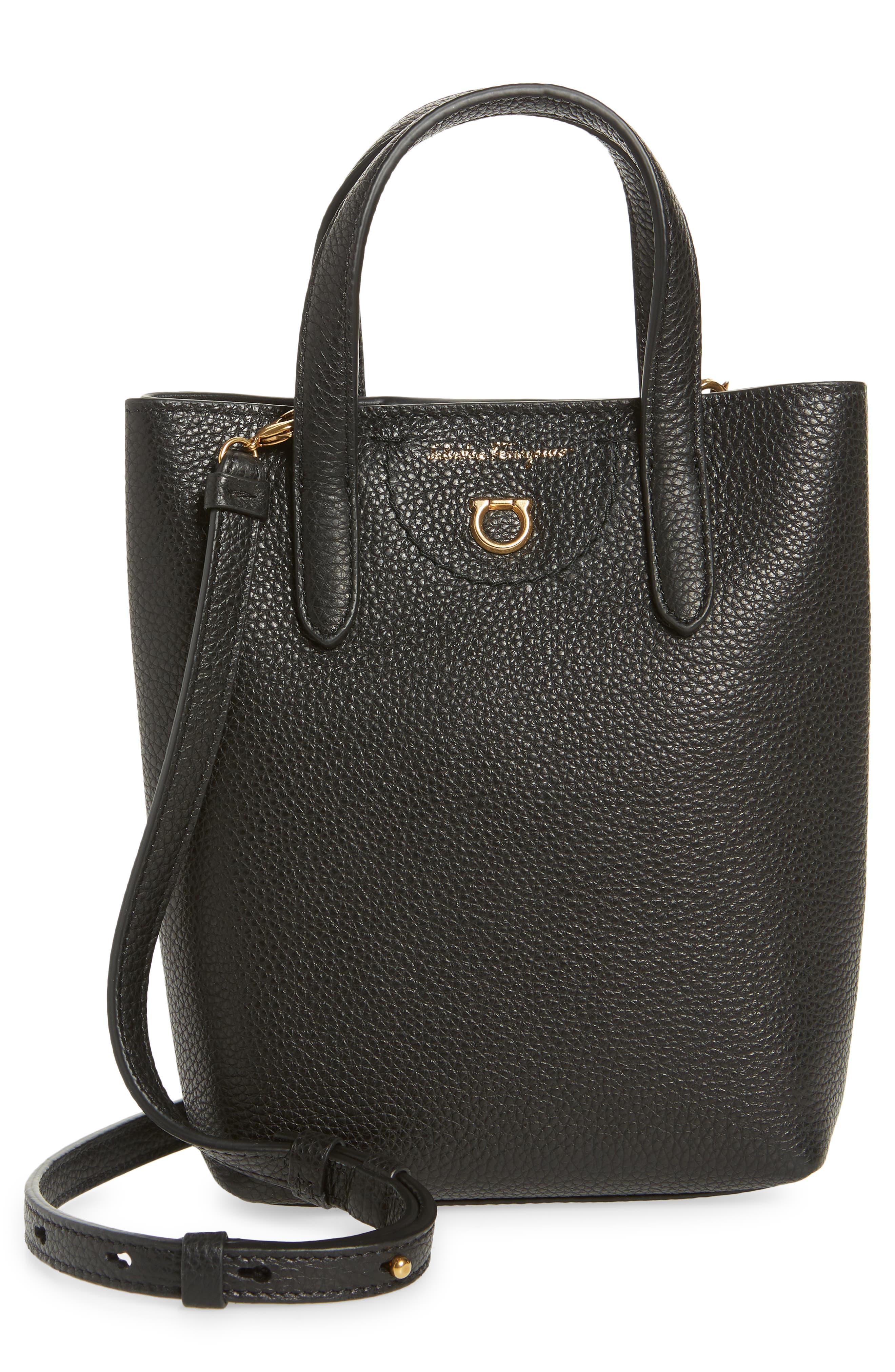 FERRAGAMO Travel Leather Tote, Main, color, 