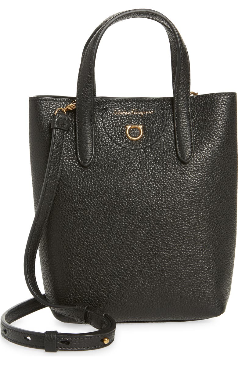 FERRAGAMO Travel Leather Tote, Main, color,
