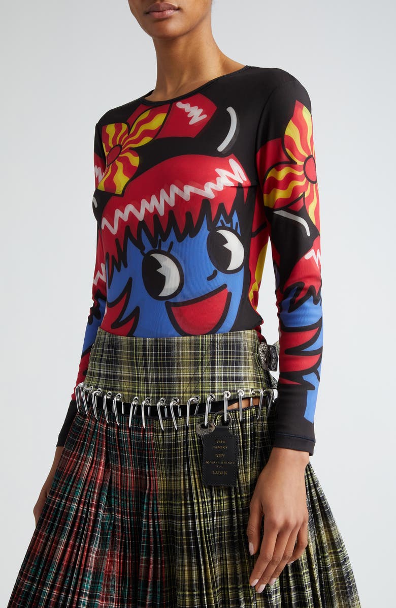 Chopova Lowena Big Girl Long Sleeve Mesh Top, Alternate, color,