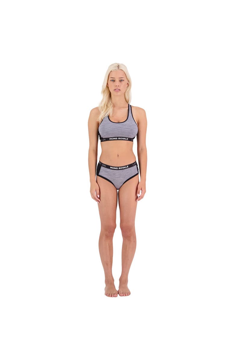 Mons Royale Sierra Sports Bra - Women's, Alternate, color, Grey Heather/Black