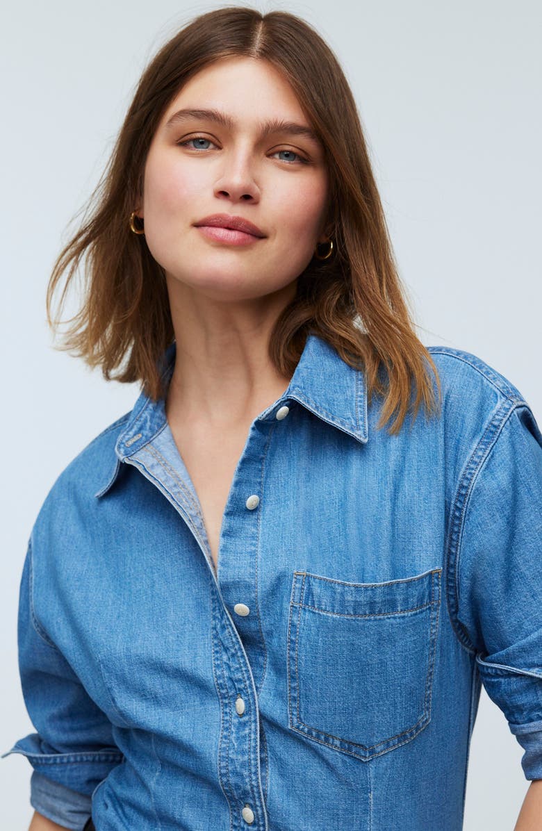 Madewell Fitted Denim Button-Up Shirt, Alternate, color, 