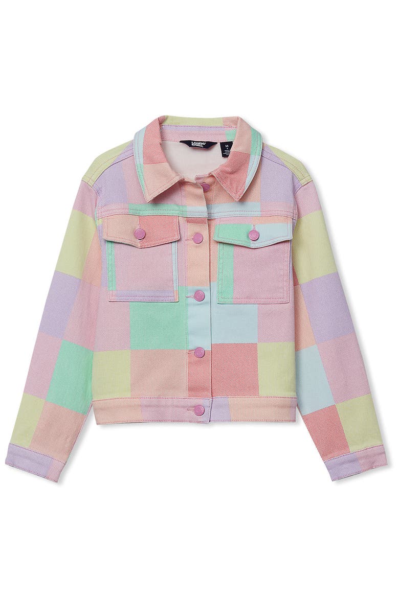Girls Denim Jacket, Main, color, Multi Madras Plaid