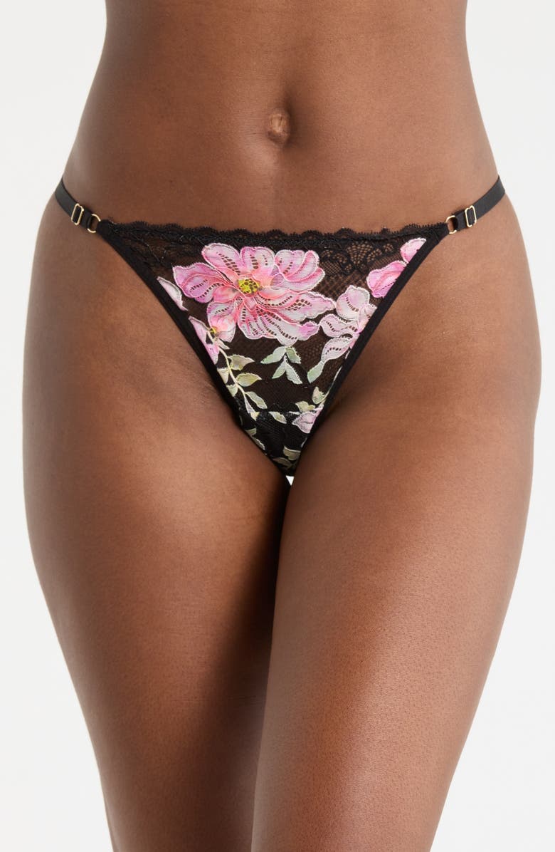 KILO BRAVA Floral Embroidered G-String, Main, color, Printed Primrose