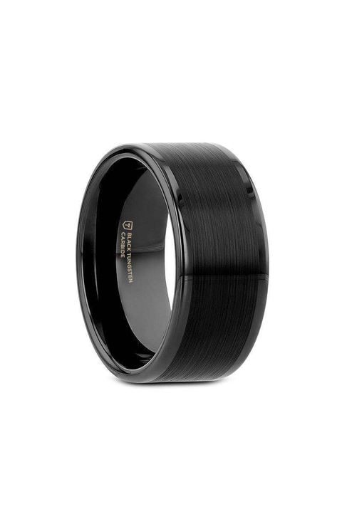 Vulcan Flat Tungsten Ring With Brushed Center And Polished Edges