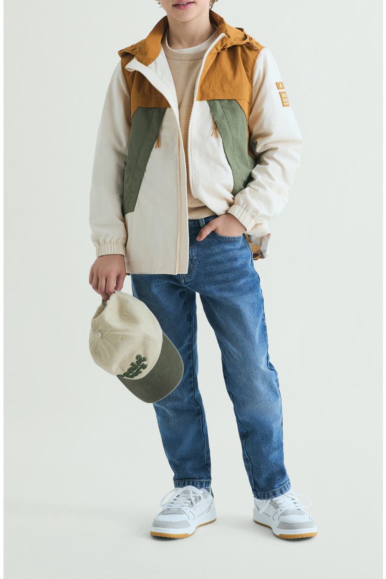 Color Block Technical Coat with Hood, Alternate, color, Beige