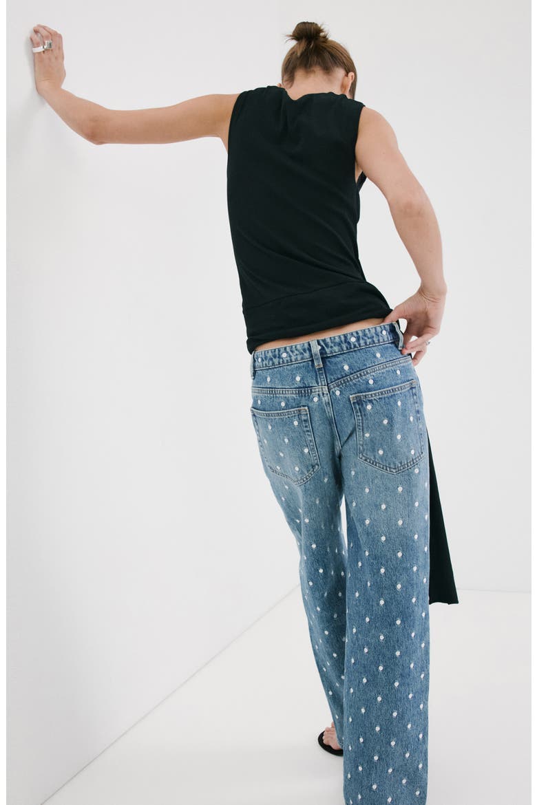 Polka Dot Straight Leg Jeans, Alternate, color, MEDIUM BLUE