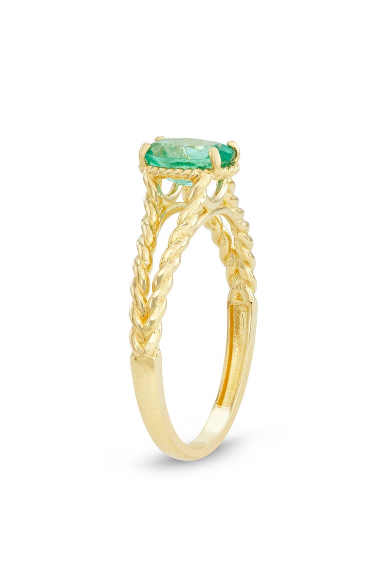 FUZION CREATIONS Emerald Split Shank Ring, Alternate, color, Yellow