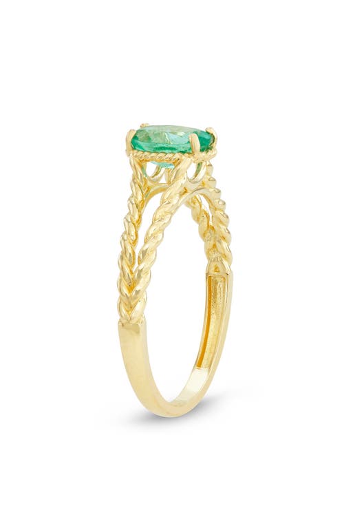 Fuzion Creations Emerald Split Shank Ring In Yellow