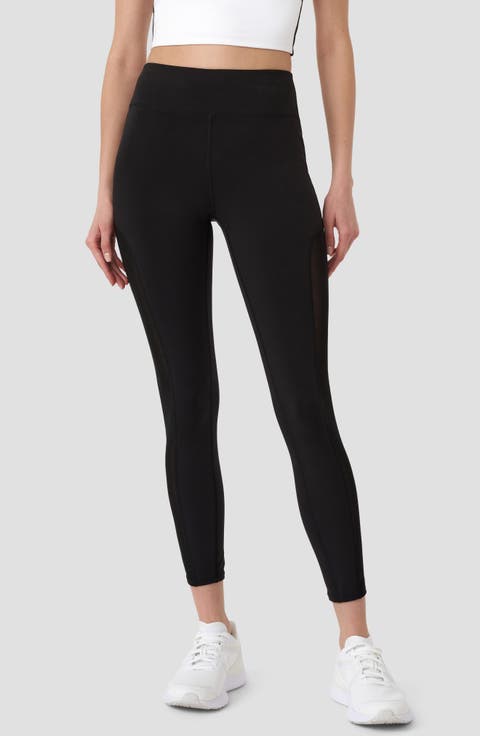 High Waist Mesh Panel Crop Leggings