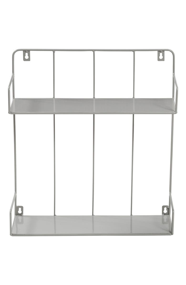 HONEY-CAN-DO Grey 2-Tier Laundry Wall Shelf, Main, color, 