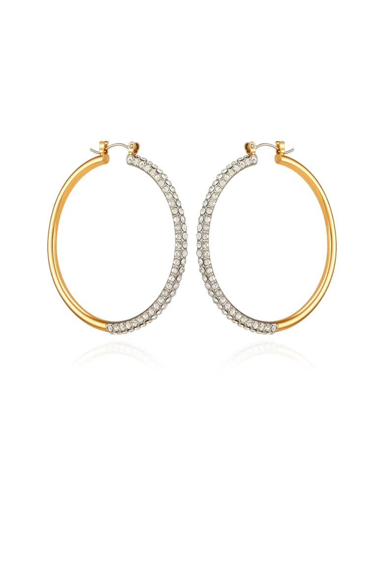 Gold-Tone Pavé Crystal Hoop Earrings, Alternate, color, Gold