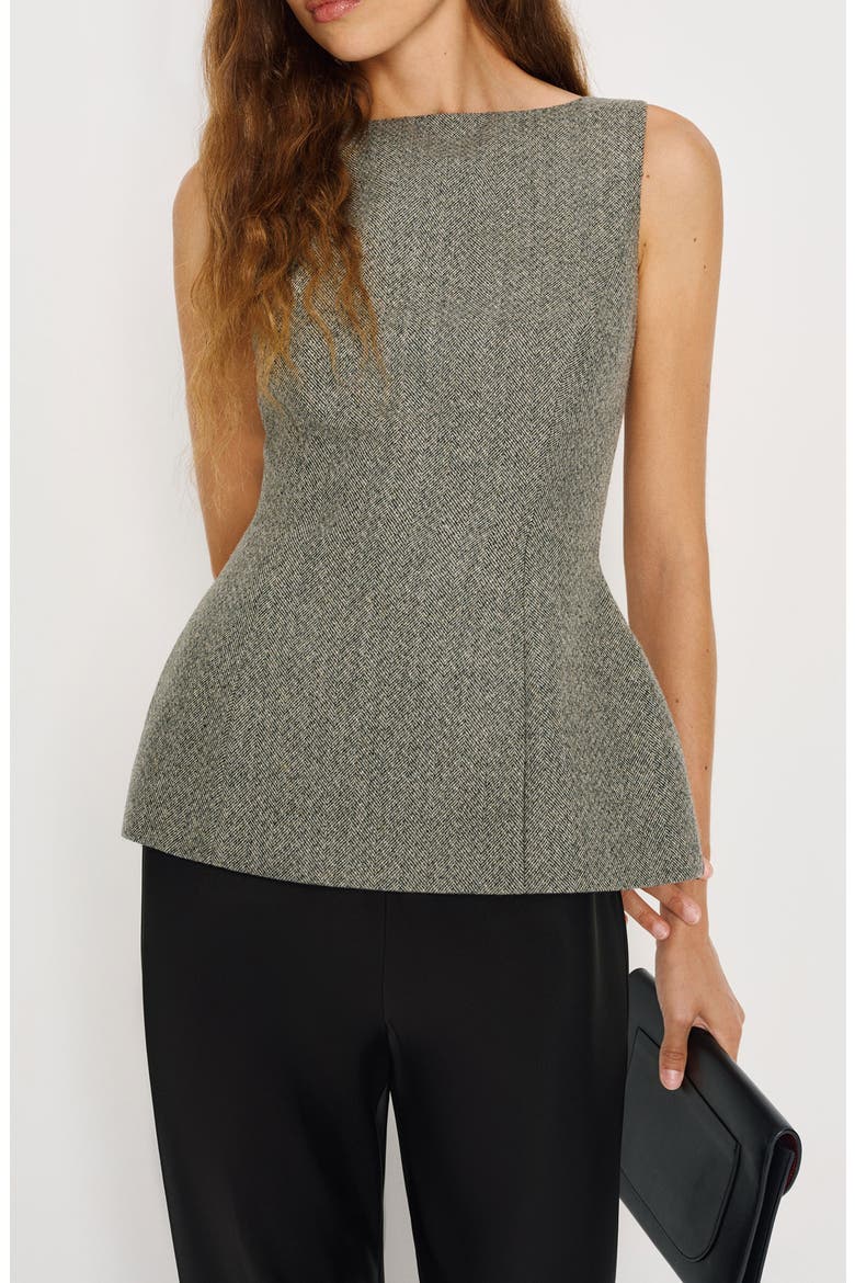 Nolyn Wool Blend Herringbone Top, Main, color, EARL GREY