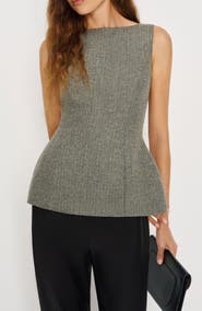 Reformation Nolyn Wool Blend Herringbone Top