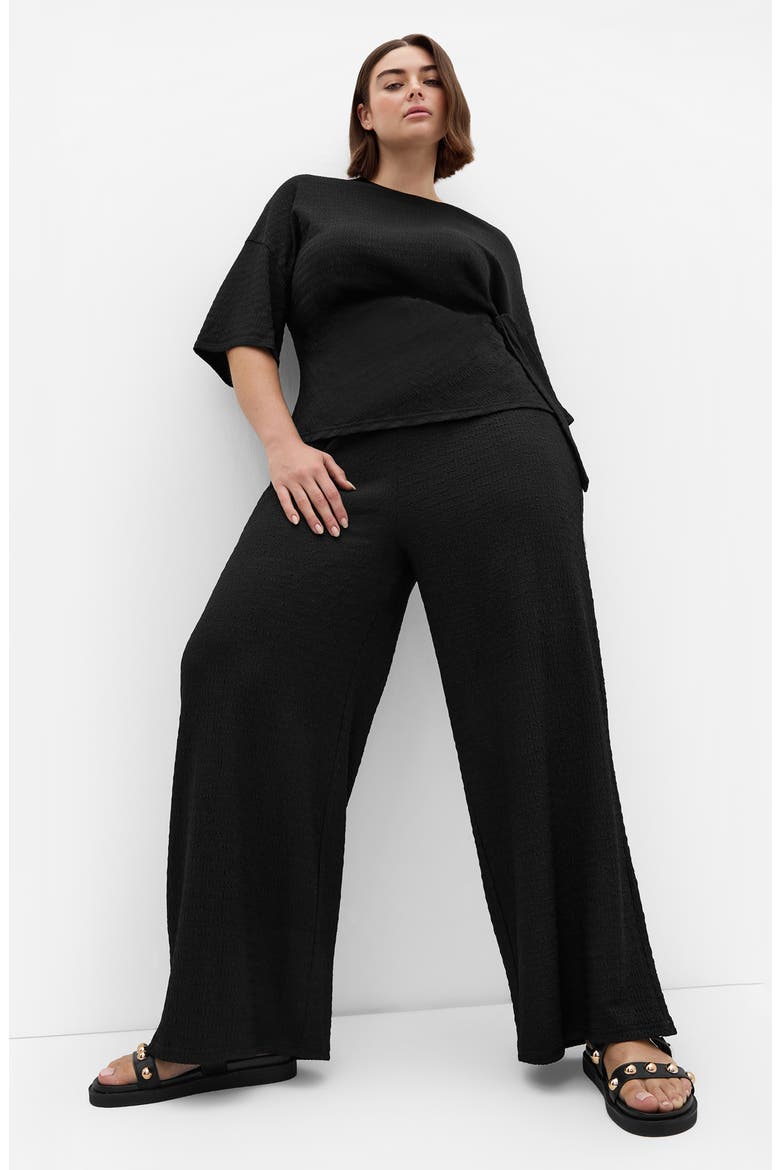 Brianna Smocked Wide Leg Pants, Alternate, color, BLACK