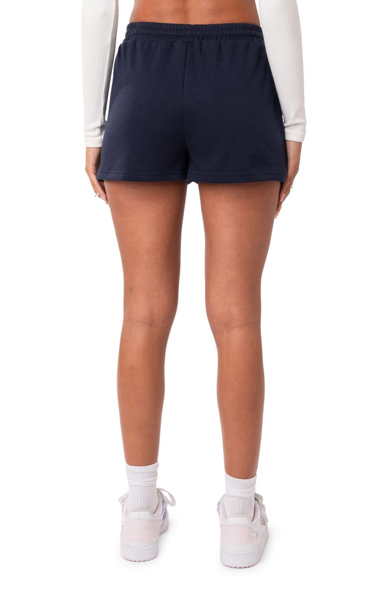 EDIKTED Malibu Girl Cotton Terry Shorts, Alternate, color, Navy