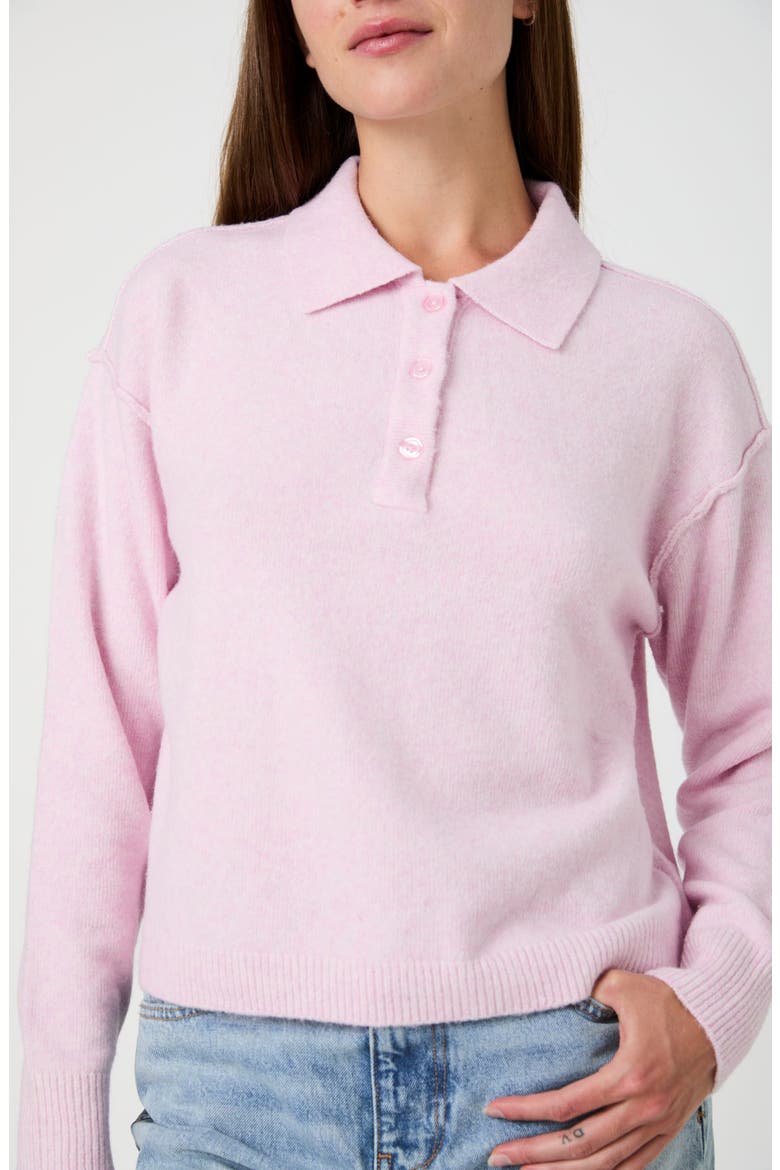 Gisselle Knit Polo Top, Alternate, color, LILAC