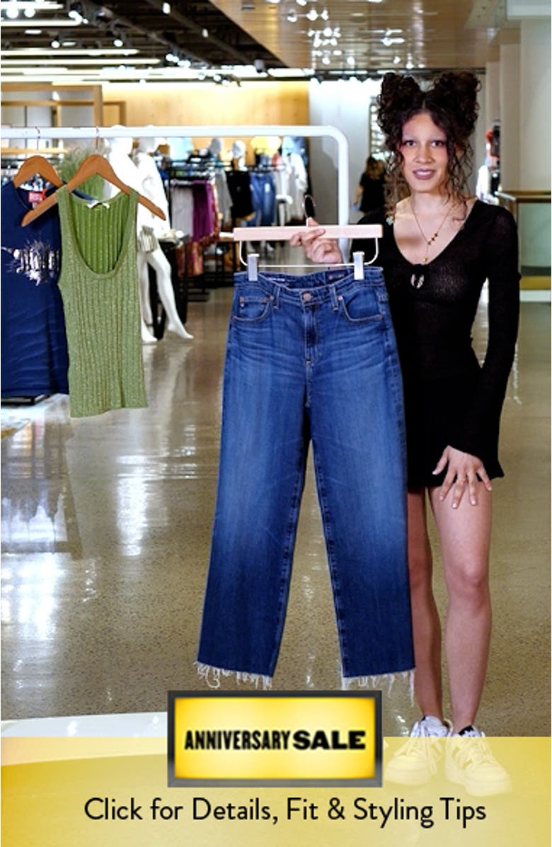 Saige Raw Hem Ankle Wide Leg Jeans
