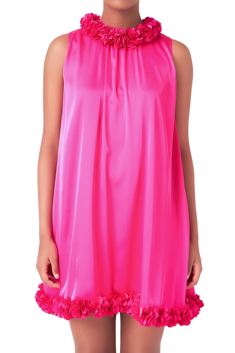 Rosette Trim Shift Minidress, Alternate, color, FUCHSIA