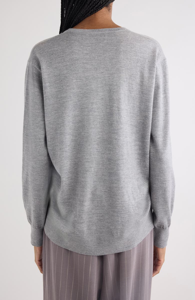 Dries Van Noten Tuomas Crystal Embellished Merino Wool V-Neck Sweater, Alternate, color, Grey