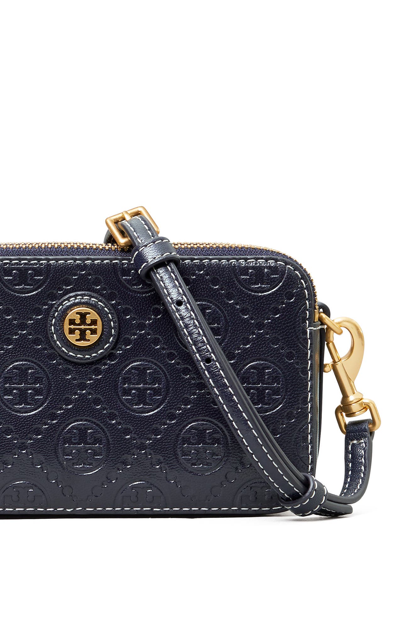 Tory Burch T Monogram Leather Double Zip Mini Bag, Alternate, color, 