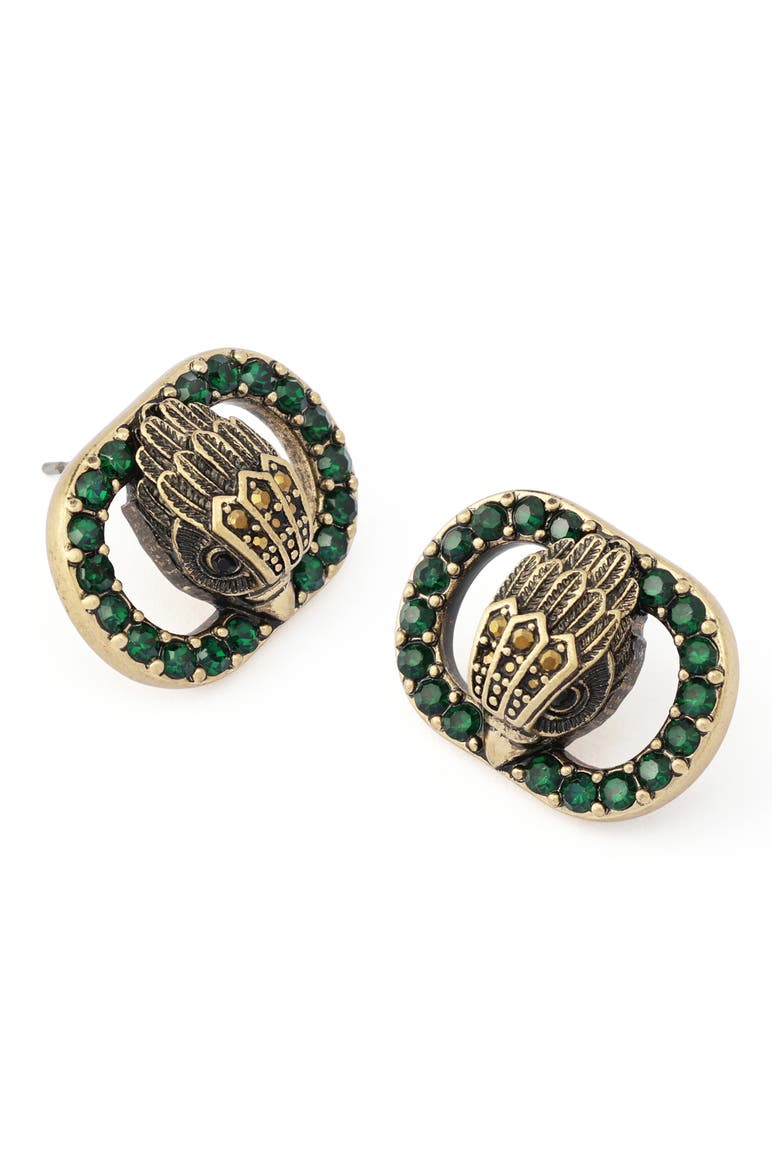 Chelsea Eagle Stud Earrings, Alternate, color, GREEN