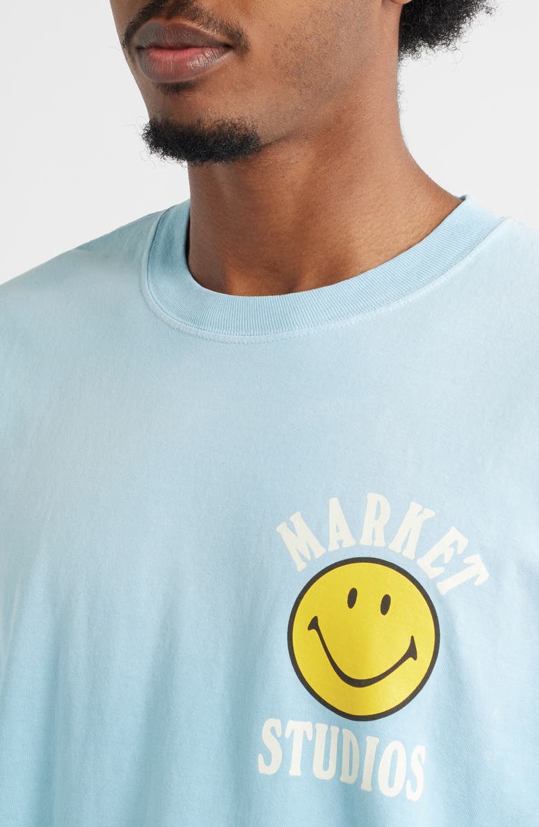 MARKET SMILEY<sup>®</sup> Upside Down Cotton Graphic T-Shirt, Alternate, color, Retro-Blue