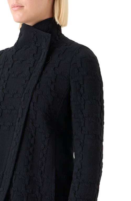 Akris Punto Houndstooth Jacquard Stretch Cotton Jersey Jacket In Black