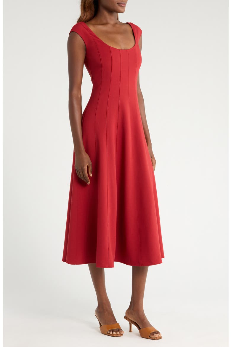 Cap Sleeve Midi Dress, Alternate, color, ROUGE