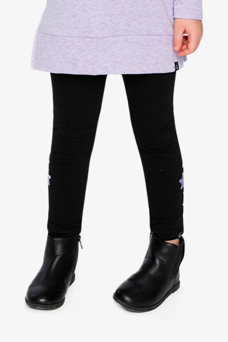 Organic Cotton Shimmer Star Jersey Leggings, Alternate, color, Black