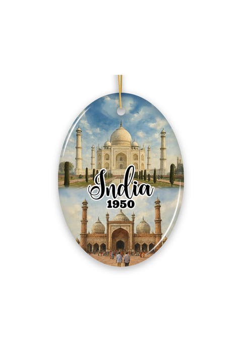 India 1950 Taj Mahal Heritage Oval Ceramic Ornament