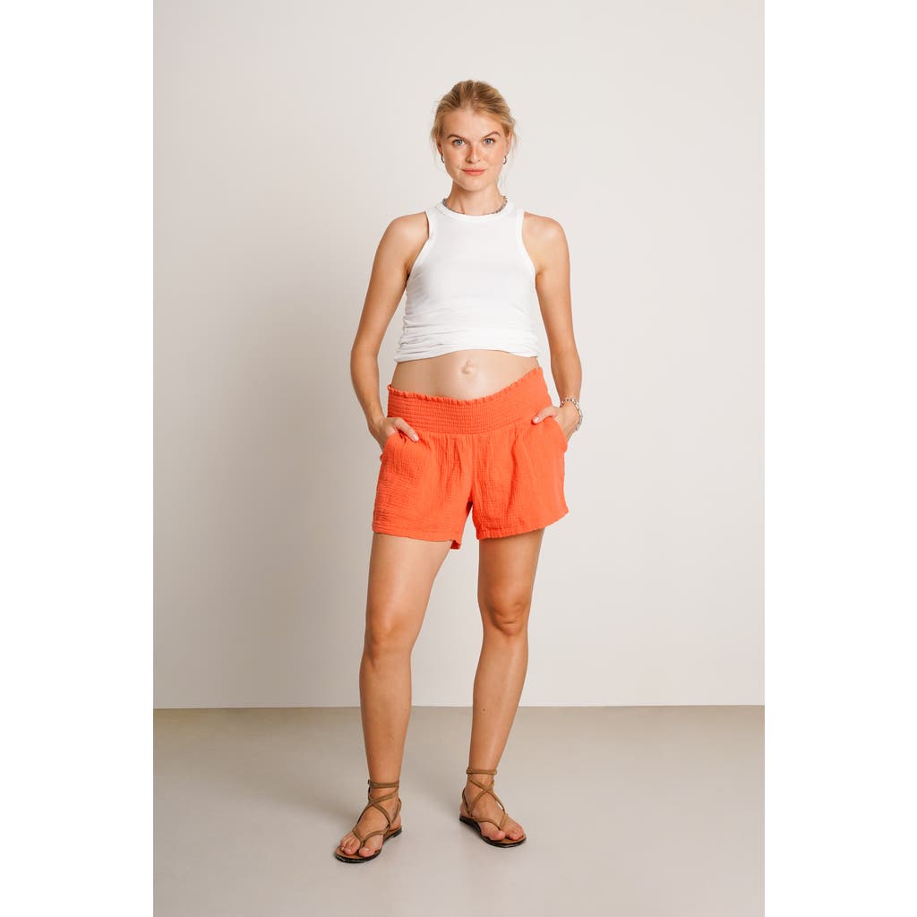 Nom Maternity The Easy Maternity Shorts In Orange