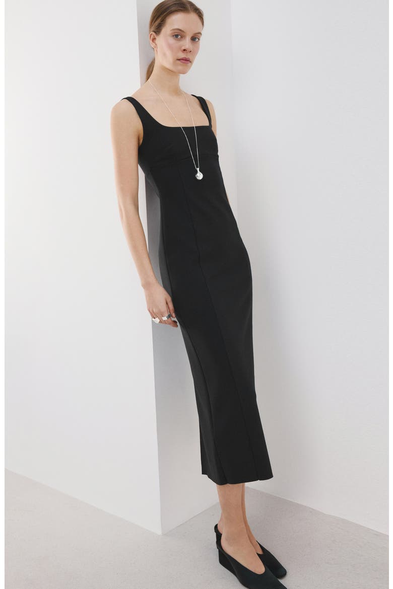 Sleeveless Midi Dress, Alternate, color, BLACK