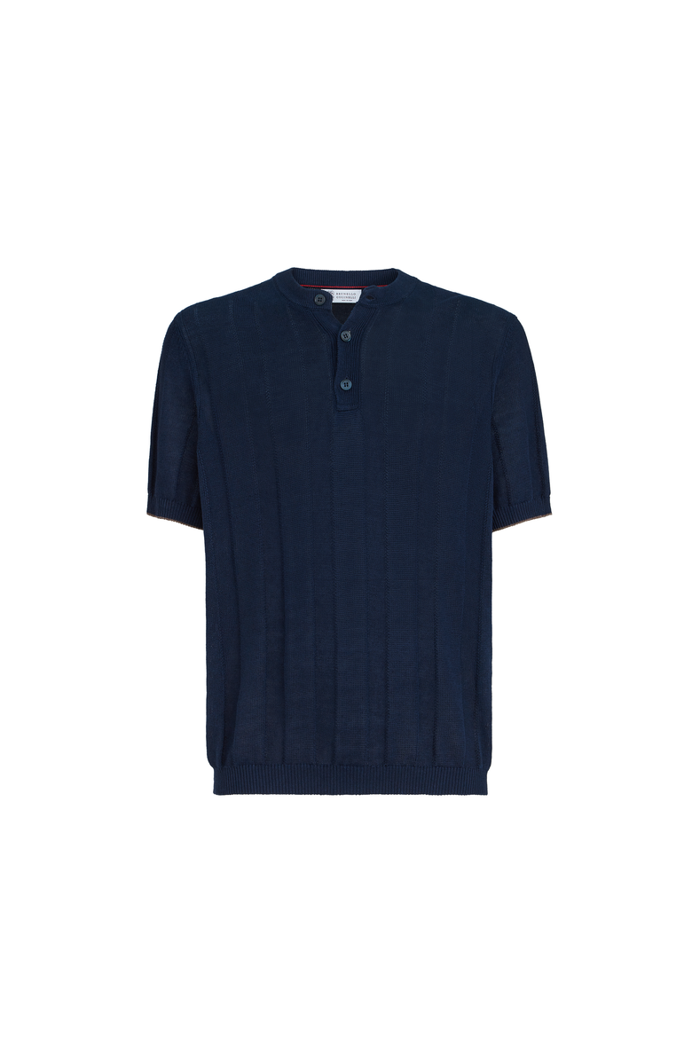 Brunello Cucinelli Henley collar T-shirt, Main, color, Navy Blue