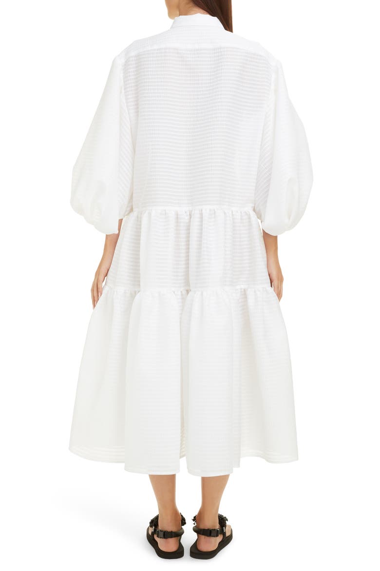 Amy Tiered Midi Shirtdress, Alternate, color, WHITE
