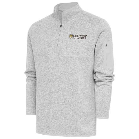 Men's Antigua  Heather Gray Lehigh Mountain Hawks Fortune Quarter-Zip Pullover Jacket