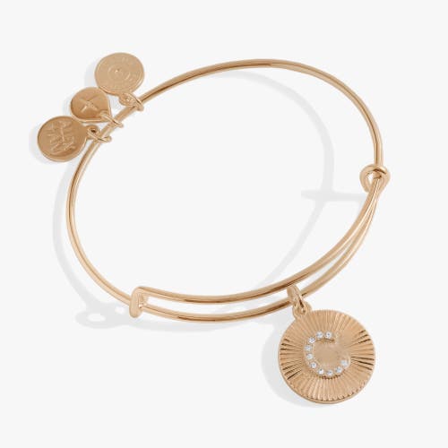 Alex And Ani Pave Starburst Texture Initial Bangle Bracelet In Gold - C