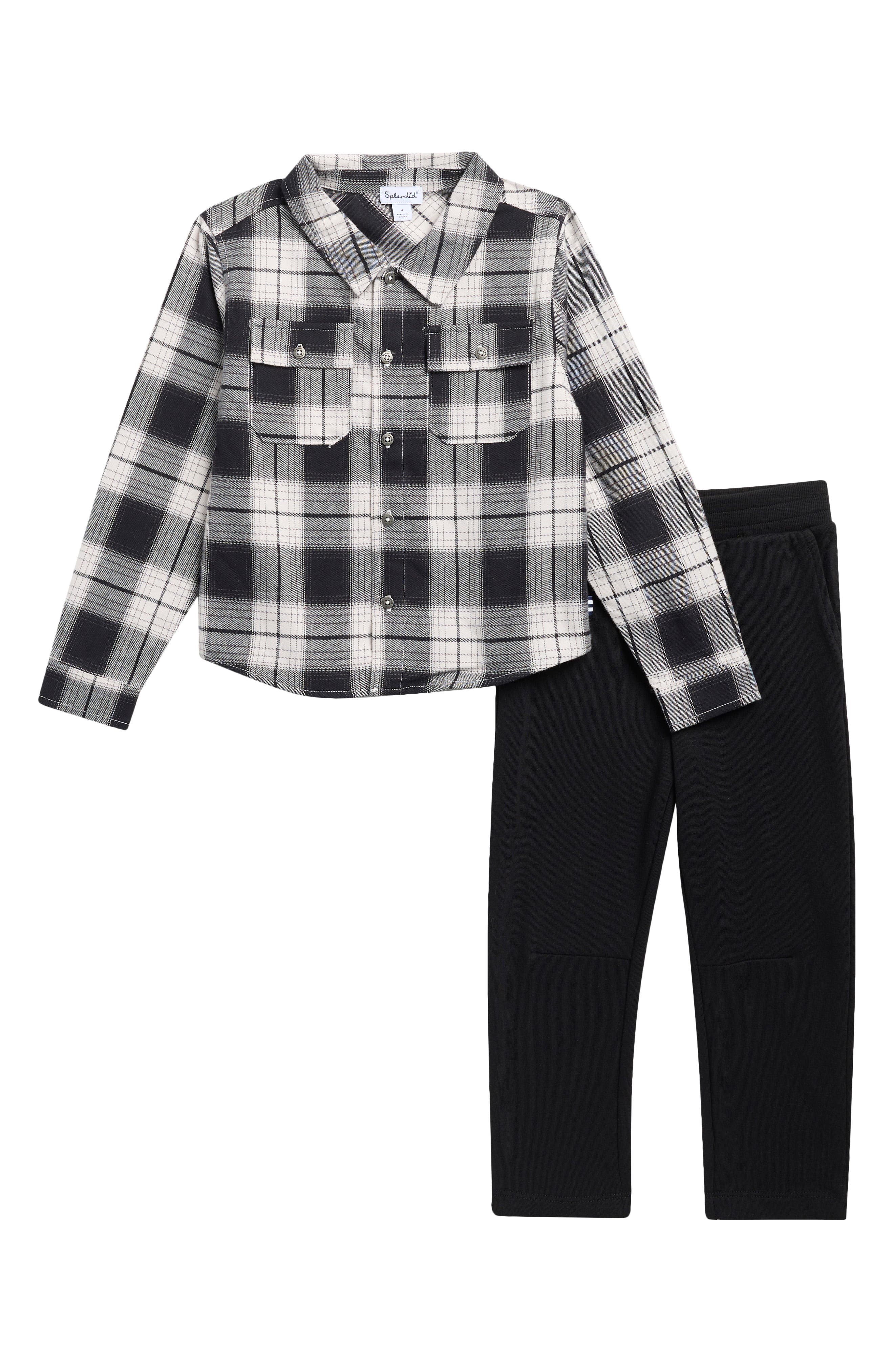 Kids' Flannel Plaid Shirt & Pants Set