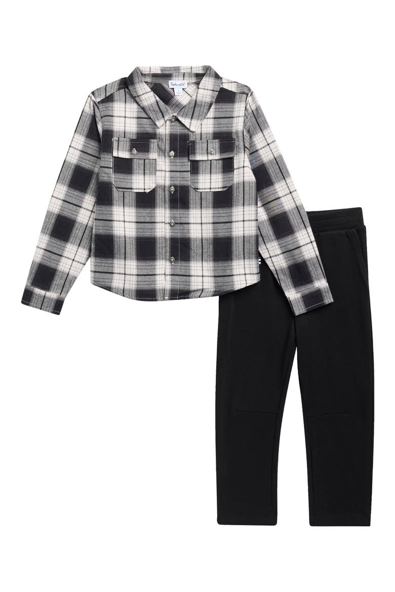 Kids' Flannel Plaid Shirt & Pants Set, Main, color, BLACK PLAID