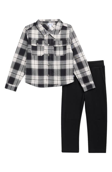 Kids' Flannel Plaid Shirt & Pants Set