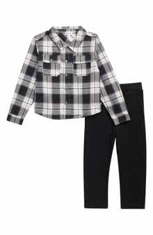Kids' Flannel Plaid Shirt & Pants Set